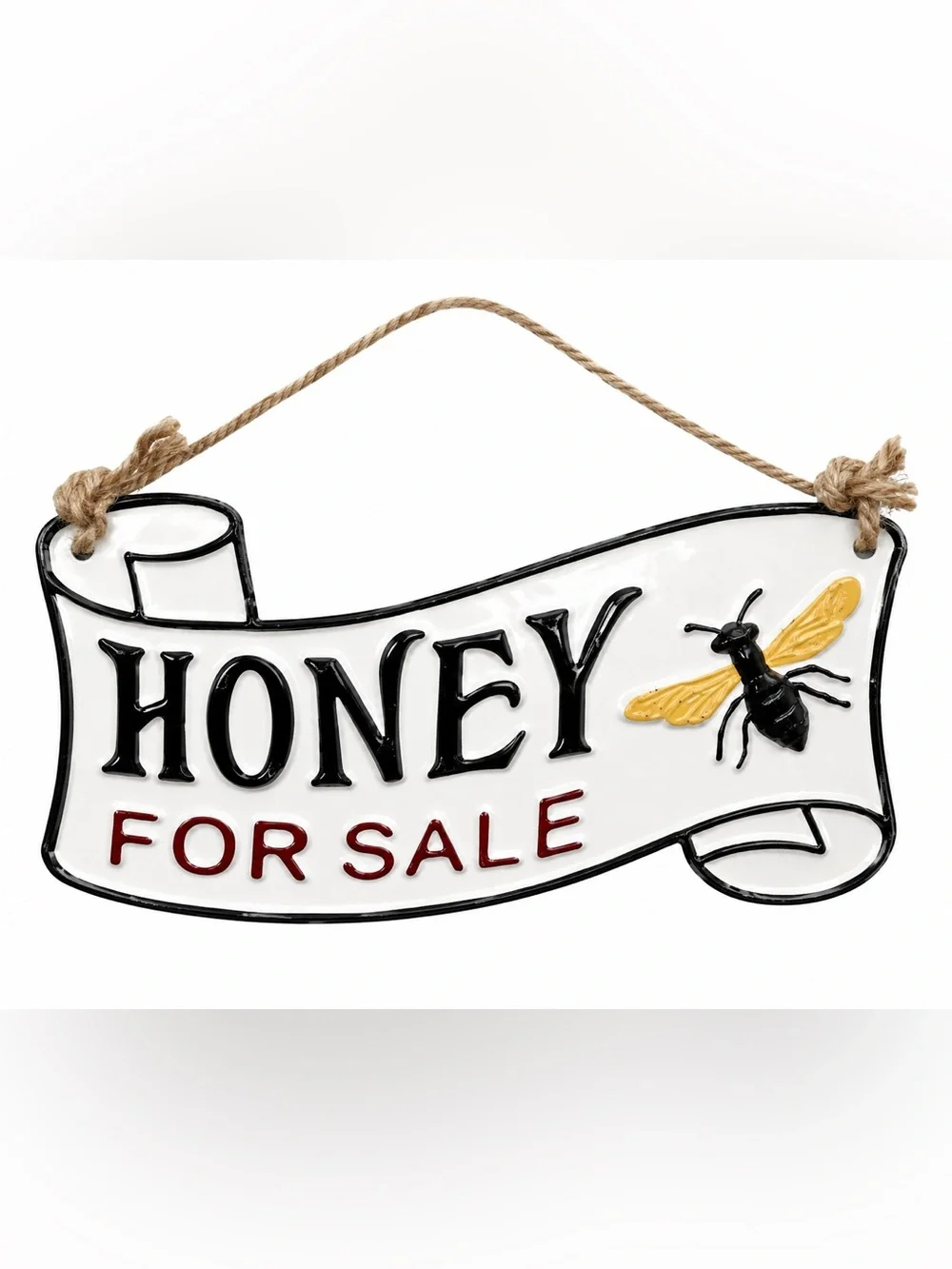 NEW Honey For Sale Hanging Embossed Metal Sign